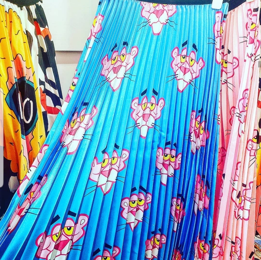 Pink Panther Midi Pleated Skirt